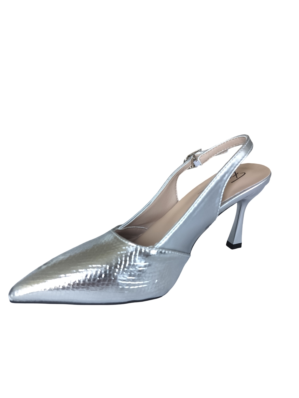 Fashion Silver Pointed Slingback Heels for Women Size 7(38) NWOT